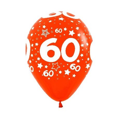 Globo 60 cumpleanos de latex 30 cm 12 uds sempertex colores surtidos