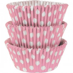 Fundas para cupcakes rosa con lunares 50 mm