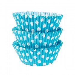 Fundas para cupcakes azul con lunares 50 mm