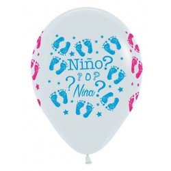 Globo blanco Niño o Niña ? 12 uds de 30 cm