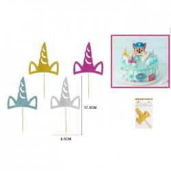 Pinchos unicornio 4 uds 175 cm para decorar tarta cupcakes