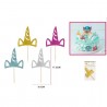 Pinchos unicornio 4 uds 17,5 cm para decorar tarta cupcakes