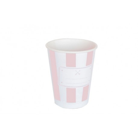 Vasos rayas rosas y blancas 8 uds