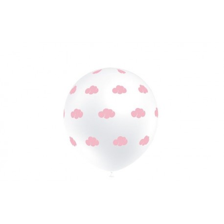 Globos blancos nubes rosas 8 uds 12 30 cm