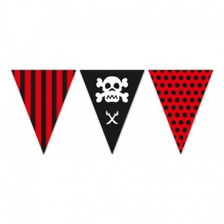 Banderin triangular pirata para fiesta 5 metros