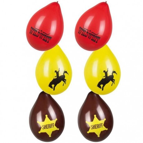 Globos del oeste vaqueros 6 uds 25 cm