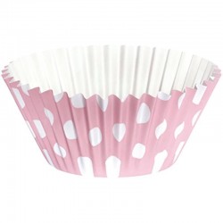 Cup cake rosa lunares blancos 25 uds