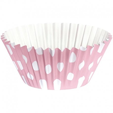 Cup cake rosa lunares blancos 25 uds