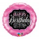 Globo cumpleanos rosa y negro 45 cm foil