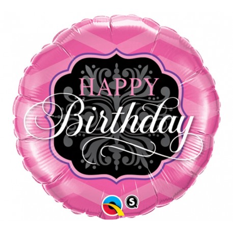 Globo cumpleanos rosa y negro 45 cm foil