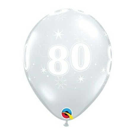 Globo transparente 80 anos latex unidad