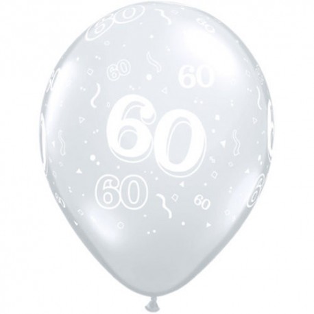 Globo transparente 60 anos latex unidad