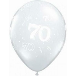 Globo transparente 70 anos latex unidad