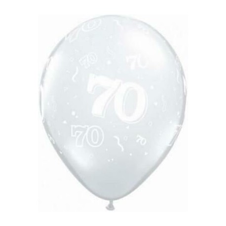 Globo transparente 70 anos latex unidad