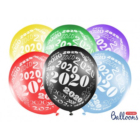 Globos fin de ano 2020 cotillon 6 uds 30 cm