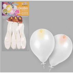 Globos blancos con luz led 4 uds 30 cm