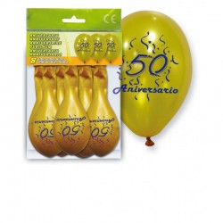 Globos 50 aniversario oro 8 uds