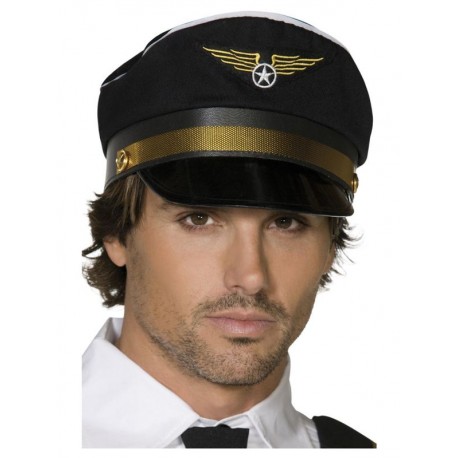 Gorra piloto de avion negra deluxe