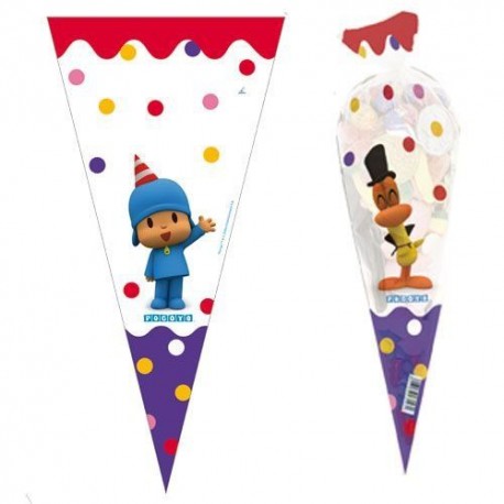 Bolsa cono de cumpleanos Pocoyo 20x40cm 1ud