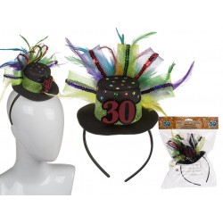 Diadema con gorro plumas 30 cumpleanos