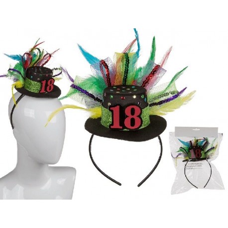 Diadema con gorro plumas 18 cumpleanos