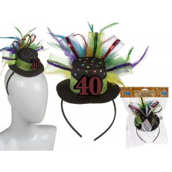 Diadema con gorro plumas 40 cumpleaños