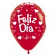 Globos rojos feliz dia 12 uds 30 cm