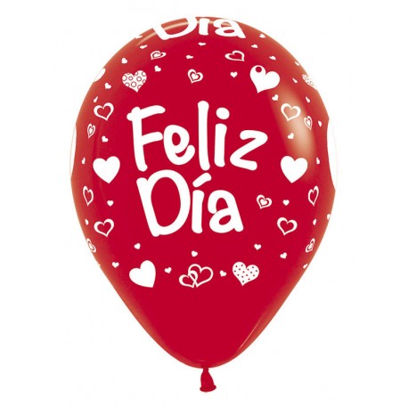 Globos rojos feliz dia 12 uds 30 cm