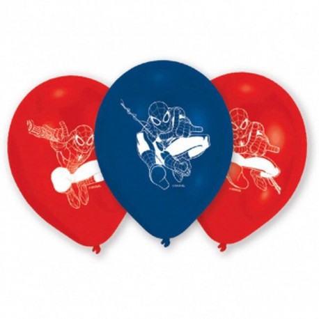 Globos Spiderman latex 6 uds 23 cm