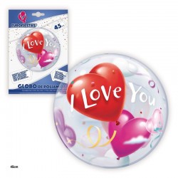 Globo transparente 45 cm corazones love you