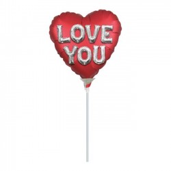 Globo corazon Mini i love you letras satin 225 cm