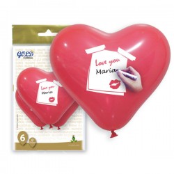 Globos corazon rojos 6 uds personalizables