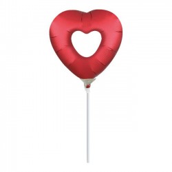 Globo corazon rojo 23 cm con palo