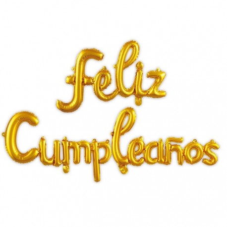 Letras feliz cumpleanos en globos oro 4 m x45 cm