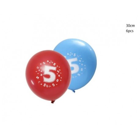 Globos numero 5 6 uds de 30 cm