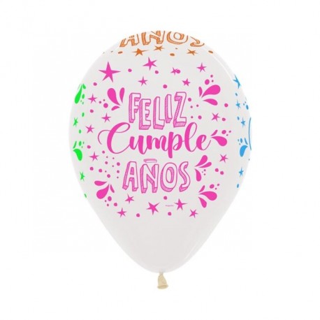 Globo Feliz cumpleanos Neon 12 uds 30 cm