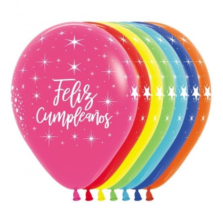 Globos Feliz cumpleanos radiant 12 uds 30 cm Sempertex