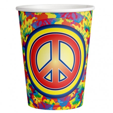 Vasos Hippie 8 uds fiesta anos 60