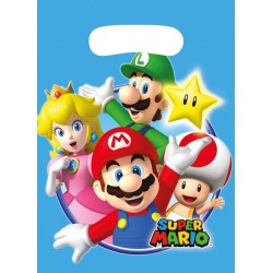 Bolsas cumpleanos Mario Bros 8 uds 23x16 cm