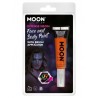 Maquillaje cara neon narnaja intenso brilla con luz negra UV