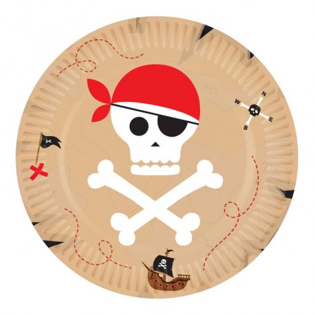 Platos piratas 8 uds 23 cm