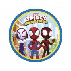 Platos Spidey and friends cumpleaños 8 uds 23 cm