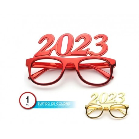 Gafas 2023 cotillon oro o rojas fin de ano suridas