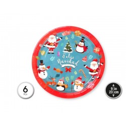 Plato carton navidad 6 uds 23 cm