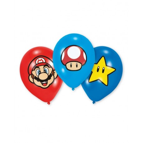 Globos super mario bros 6 uds 28 cm