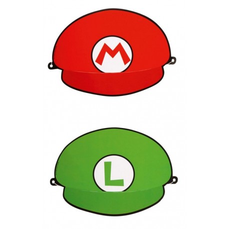 Gorros Mario y luiggi papel 8 uds