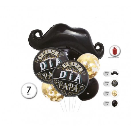 Globos dia del padre feliz dia papa bigote 7 uds