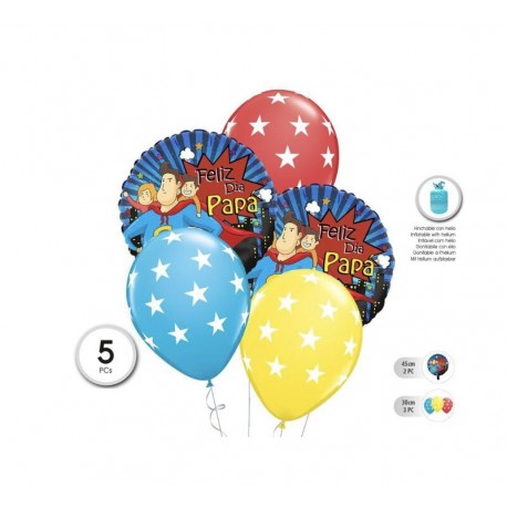 Globos dia del padre feliz dia papa superheroe 7 uds