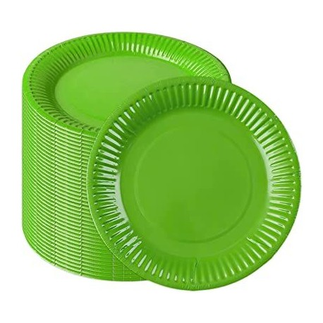 Platos verde lima 6 uds 23 cm carton