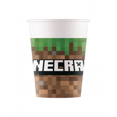 Vasos Minecraft para cumpleanos 8 uds